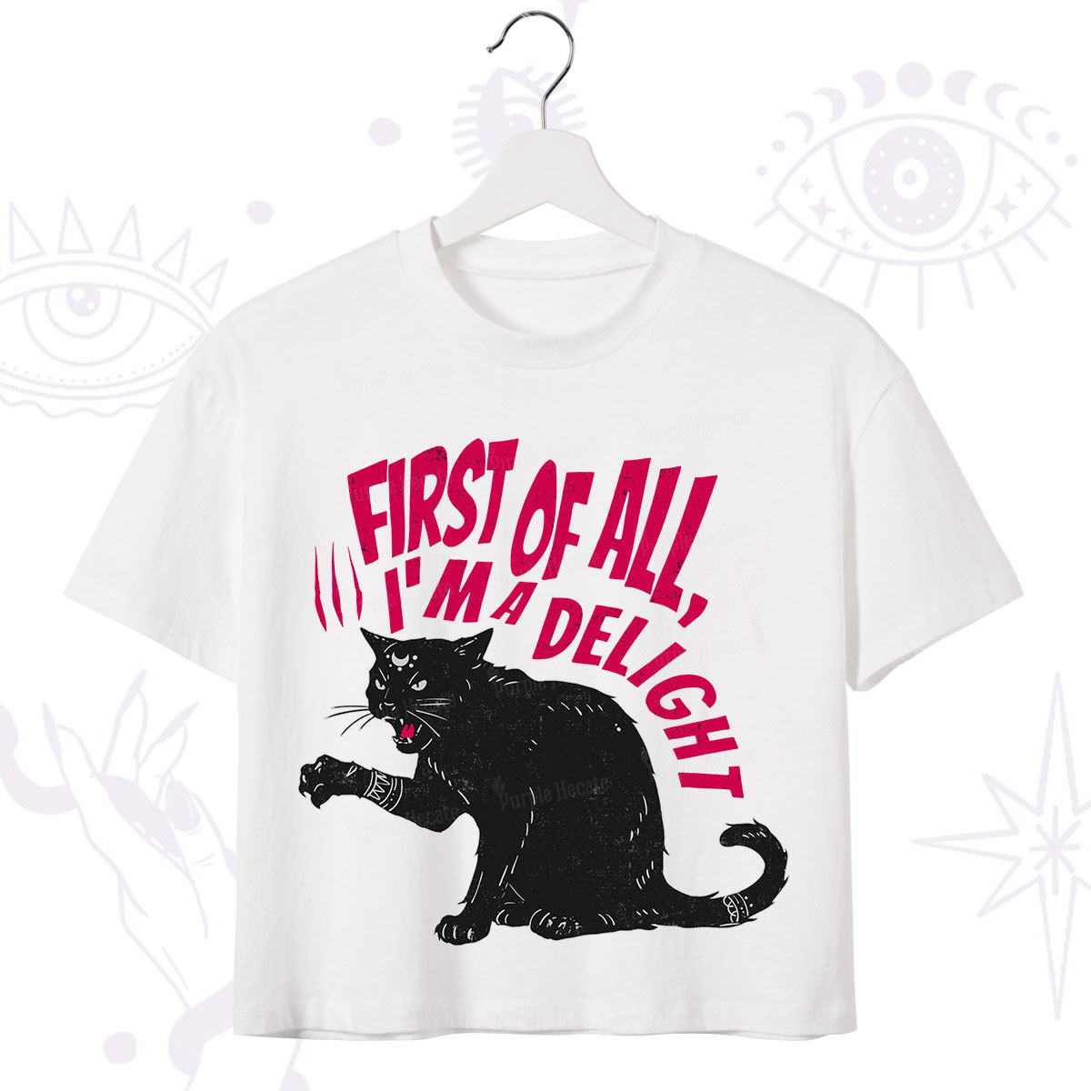 Purplehecate First Of All I'm A Delight Cat Crop T-Shirt