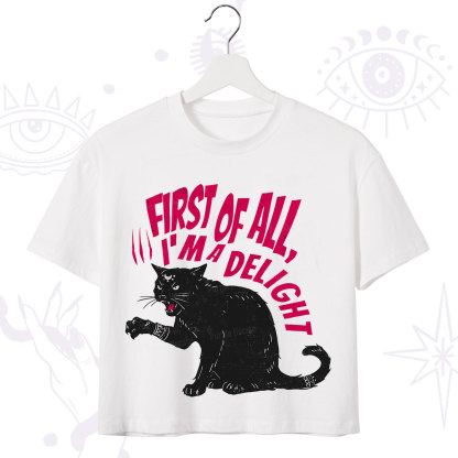 Purplehecate First Of All I'm A Delight Cat Crop T-Shirt