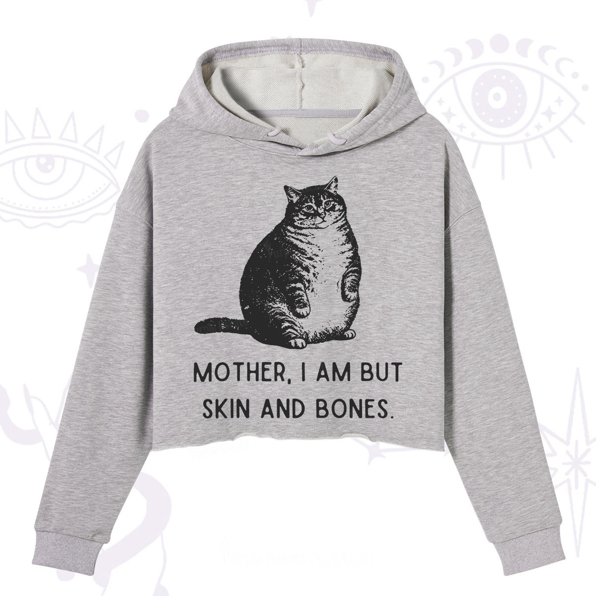 Purplehecate Cat Mother I Am But Skin And Bones Crop Hoodie
