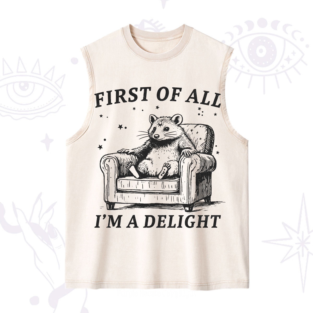 Purplehecate First Of All I'm A Delight Opossum Washed Tank
