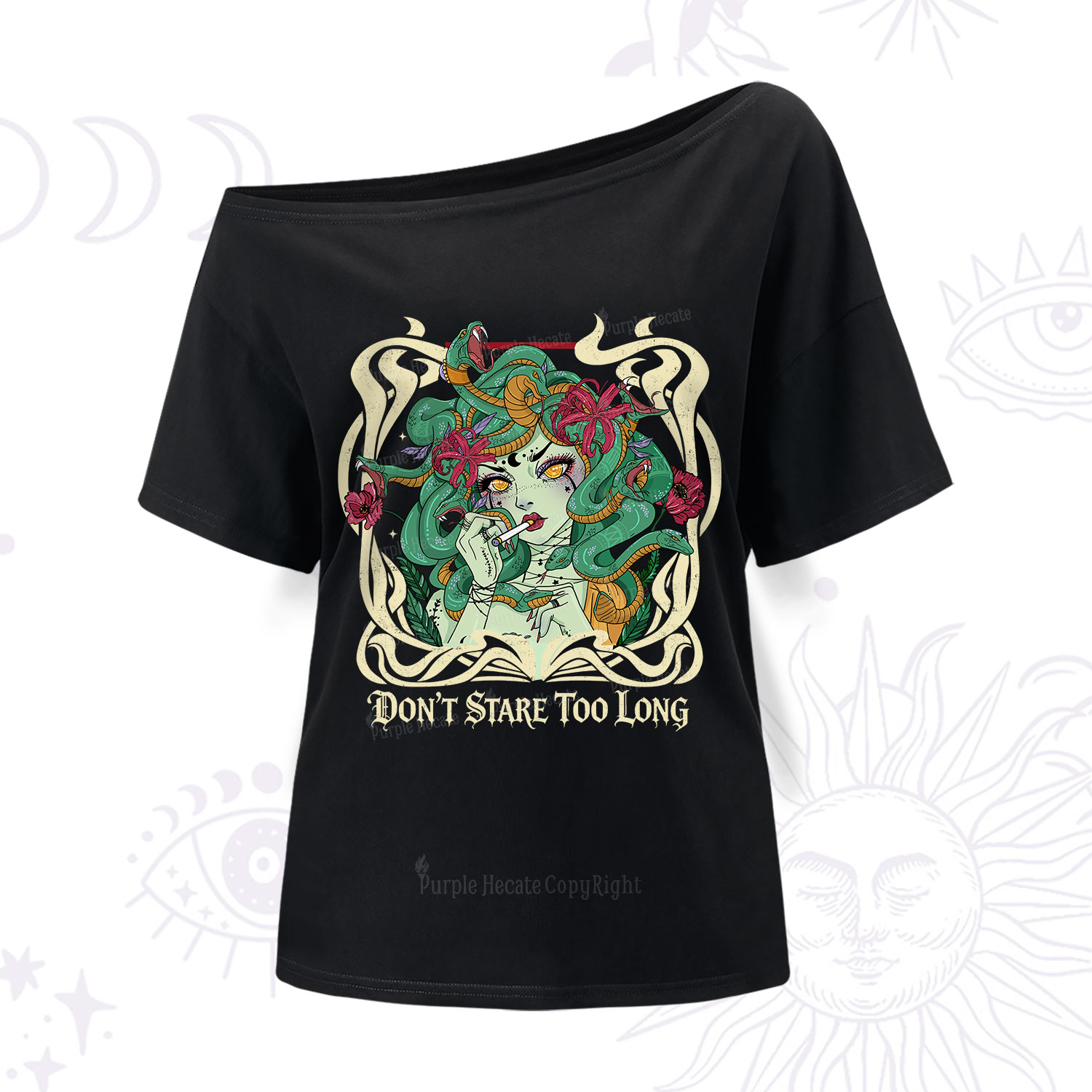 Purplehecate Don't Stare Too Long One Shoulder T-Shirt