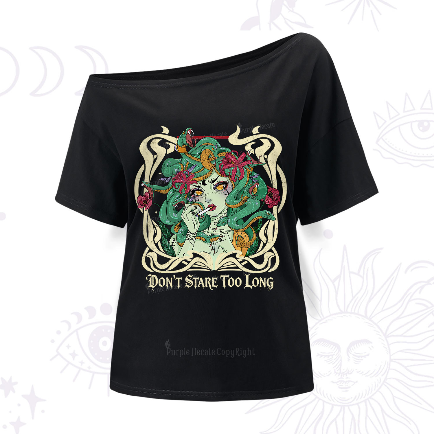 Purplehecate Don't Stare Too Long One Shoulder T-Shir