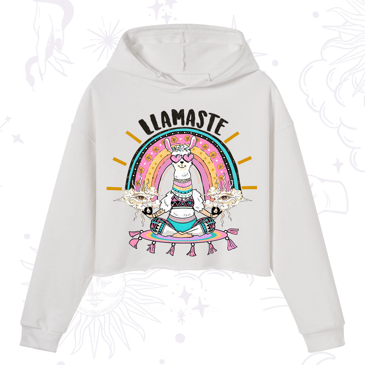 Purplehecate Llama Meditating Crop Hoodie