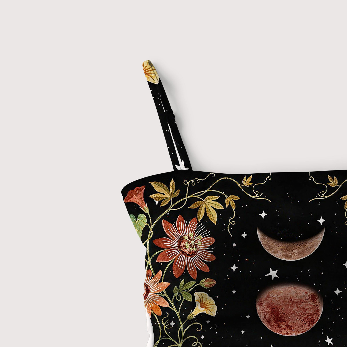 Purplehecate Moon Phase Floral Slim-Strap Swimsuit