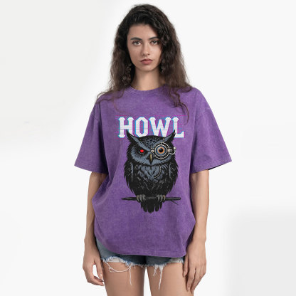 Purplehecate Howl Owl Washed T-Shirt