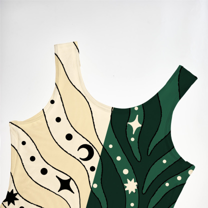 Purplehecate Green Vision Illusion Mesh Maxi Tank Beach Dress