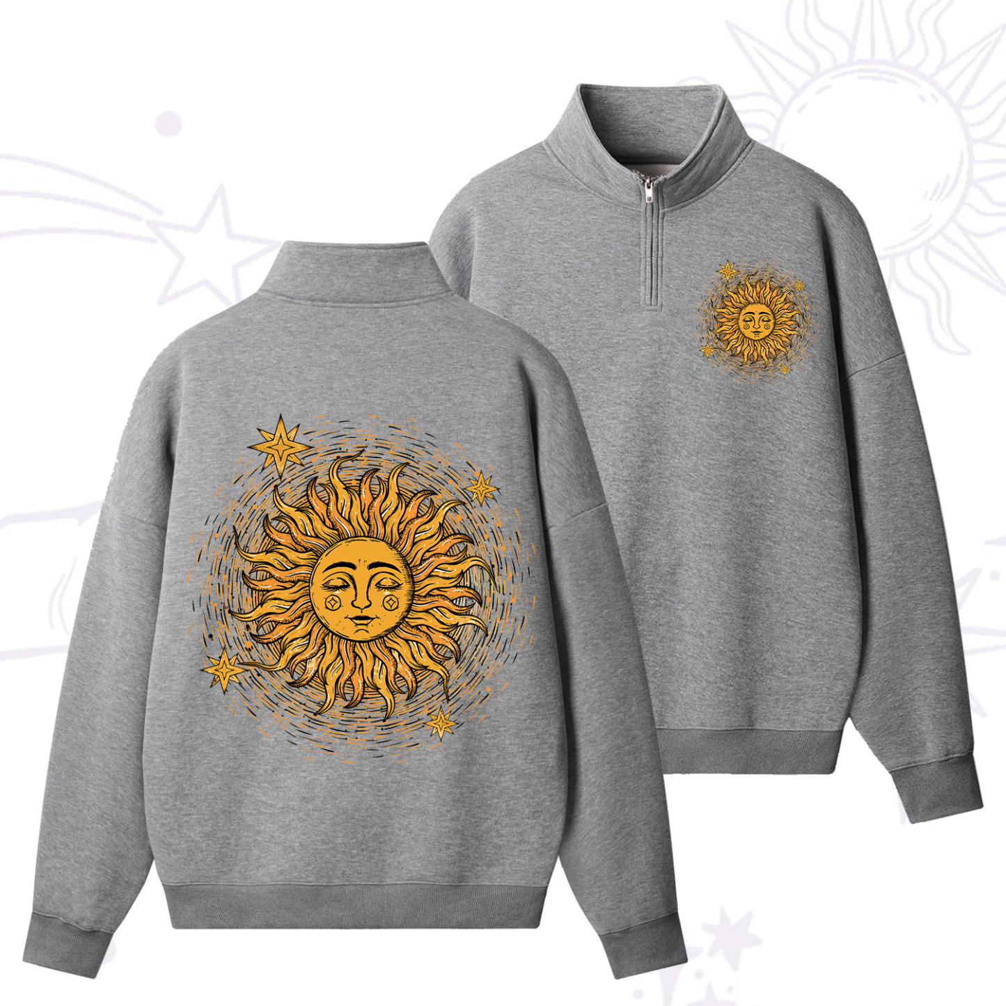 Purplehecate Celestial Sun Zip Fleece Sweatshirt