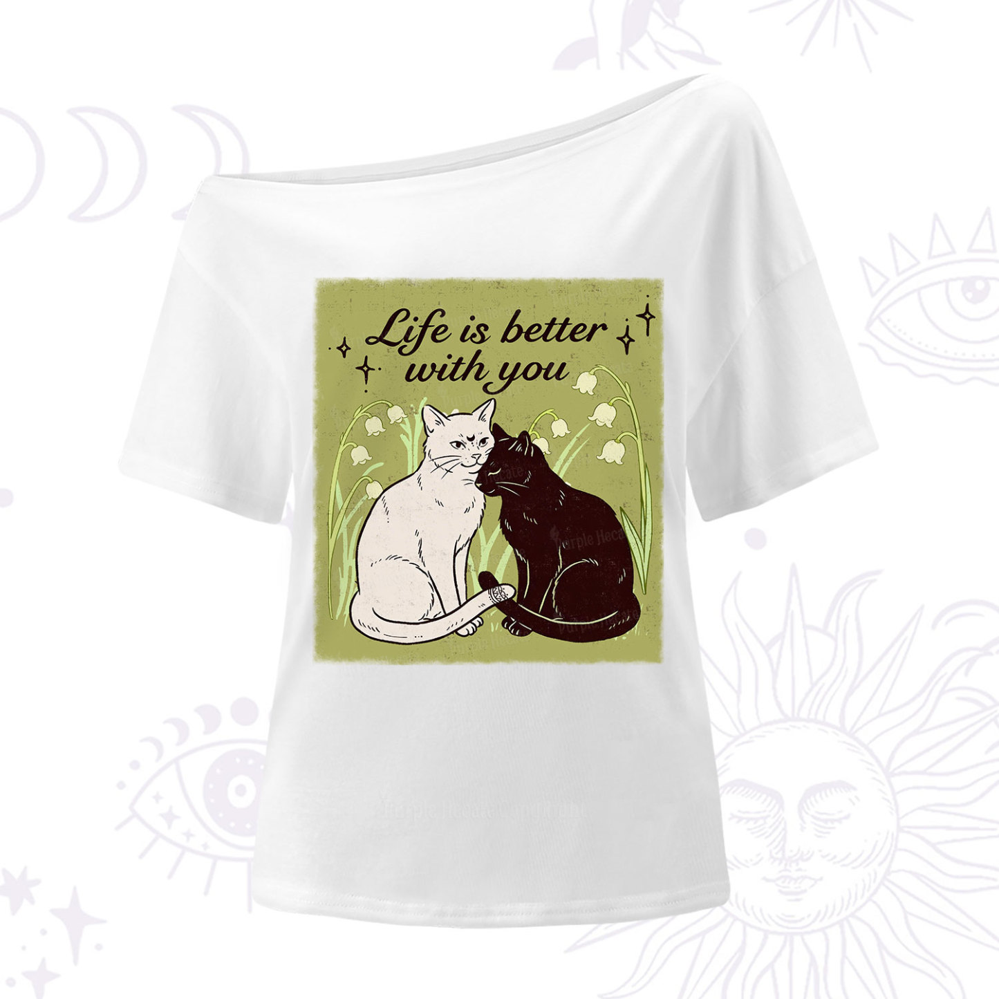 Purplehecate Life Is Better With a Cat One Shoulder T-Shirt