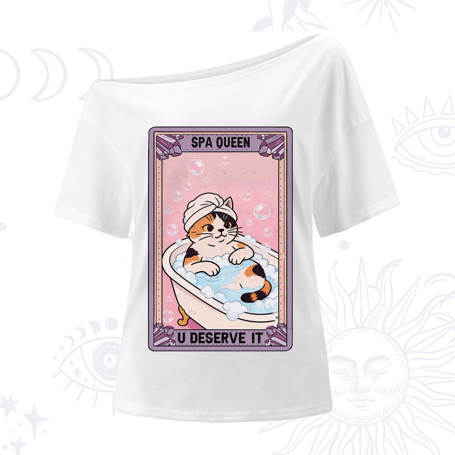 Purplehecate The Spa Queen Cat Tarot One Shoulder T-Shirt