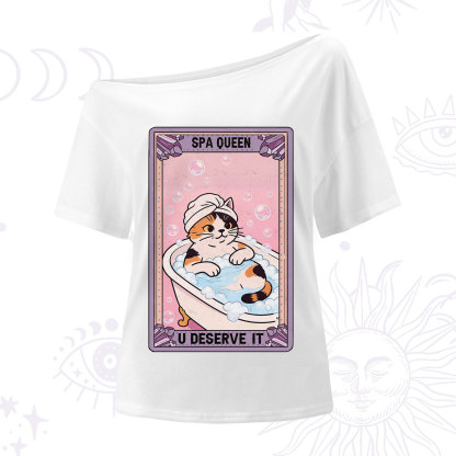 Purplehecate The Spa Queen Cat Tarot One Shoulder T-Shirt