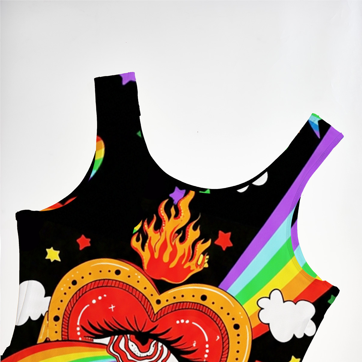 Purplehecate Rainbow Sacred Heart All Seeing Eye Pride Mesh Maxi Tank Beach Dress