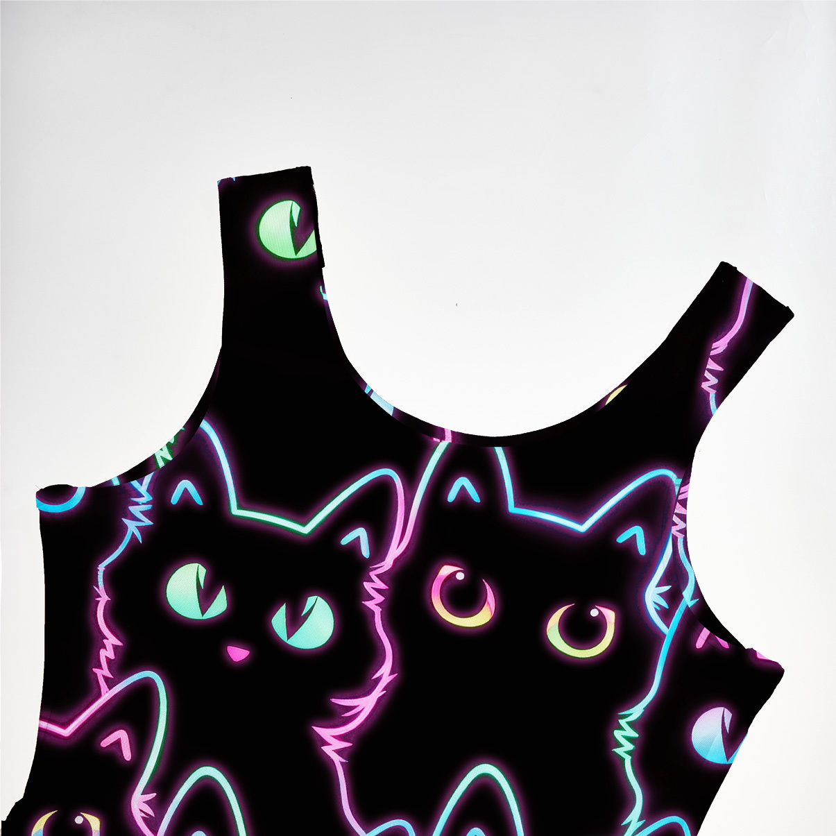 Purplehecate Neon Glow Stacked Cats Mesh Maxi Tank Beach Dress