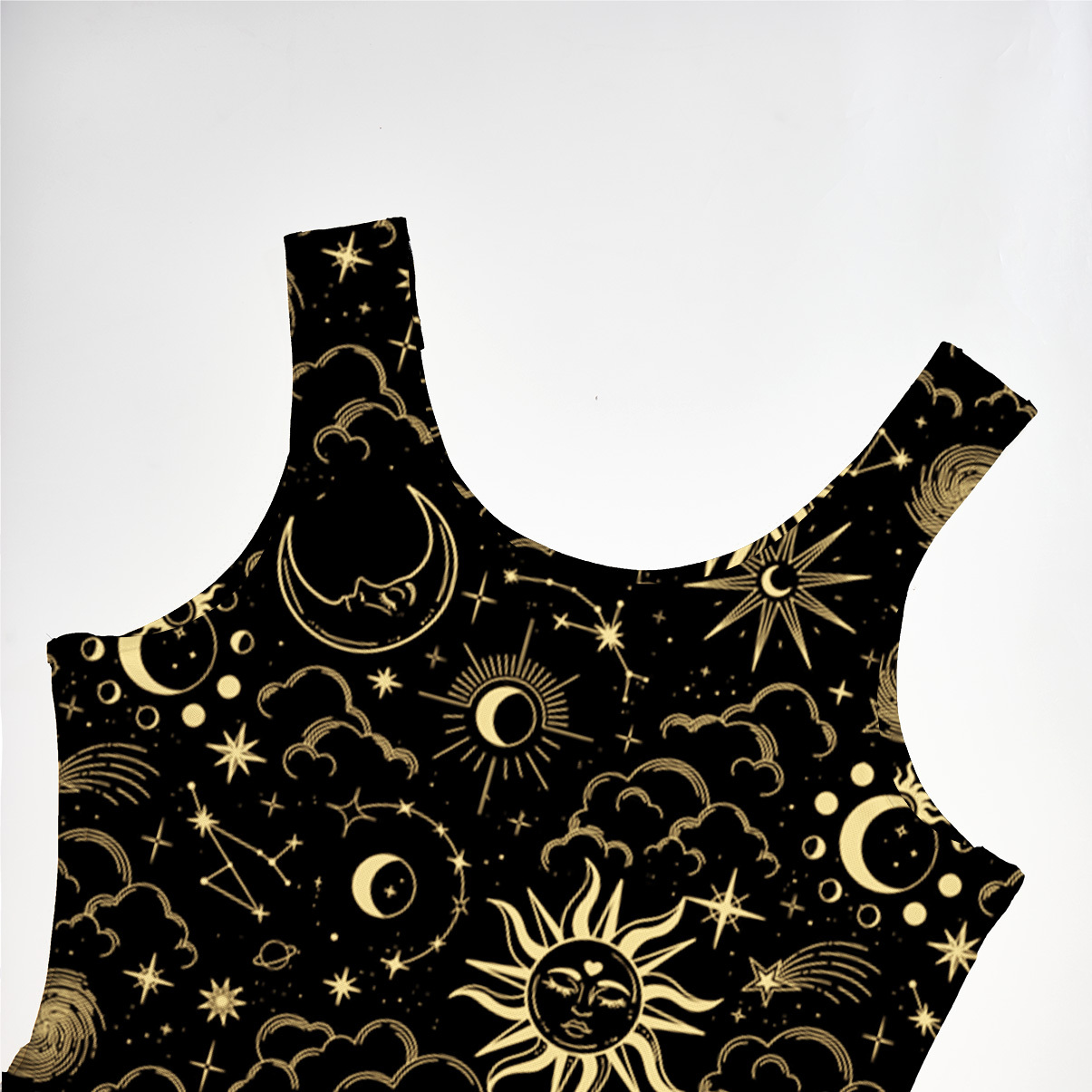 Purplehecate Mysterious Star & Moon Mesh Maxi Tank Beach Dress