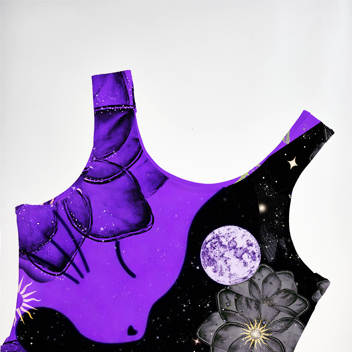 Purplehecate Starlit Cats & Butterflies Mesh Maxi Tank Beach Dress