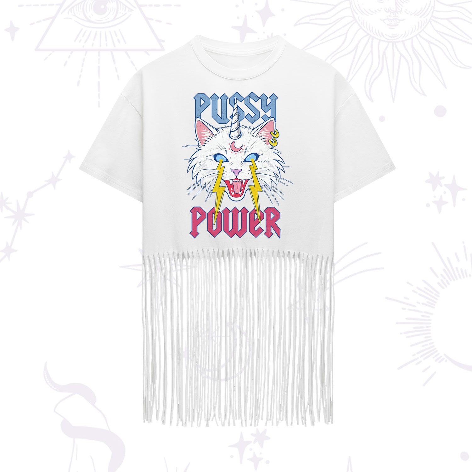 Purplehecate Pussy Power Fringe Hem T-Shirt