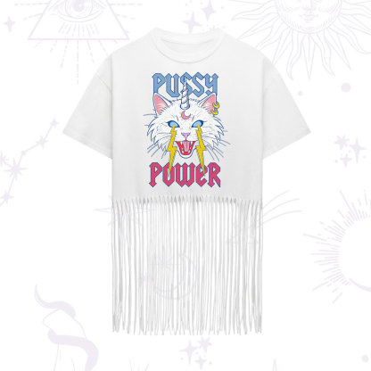 Purplehecate Pussy Power Fringe Hem T-Shirt