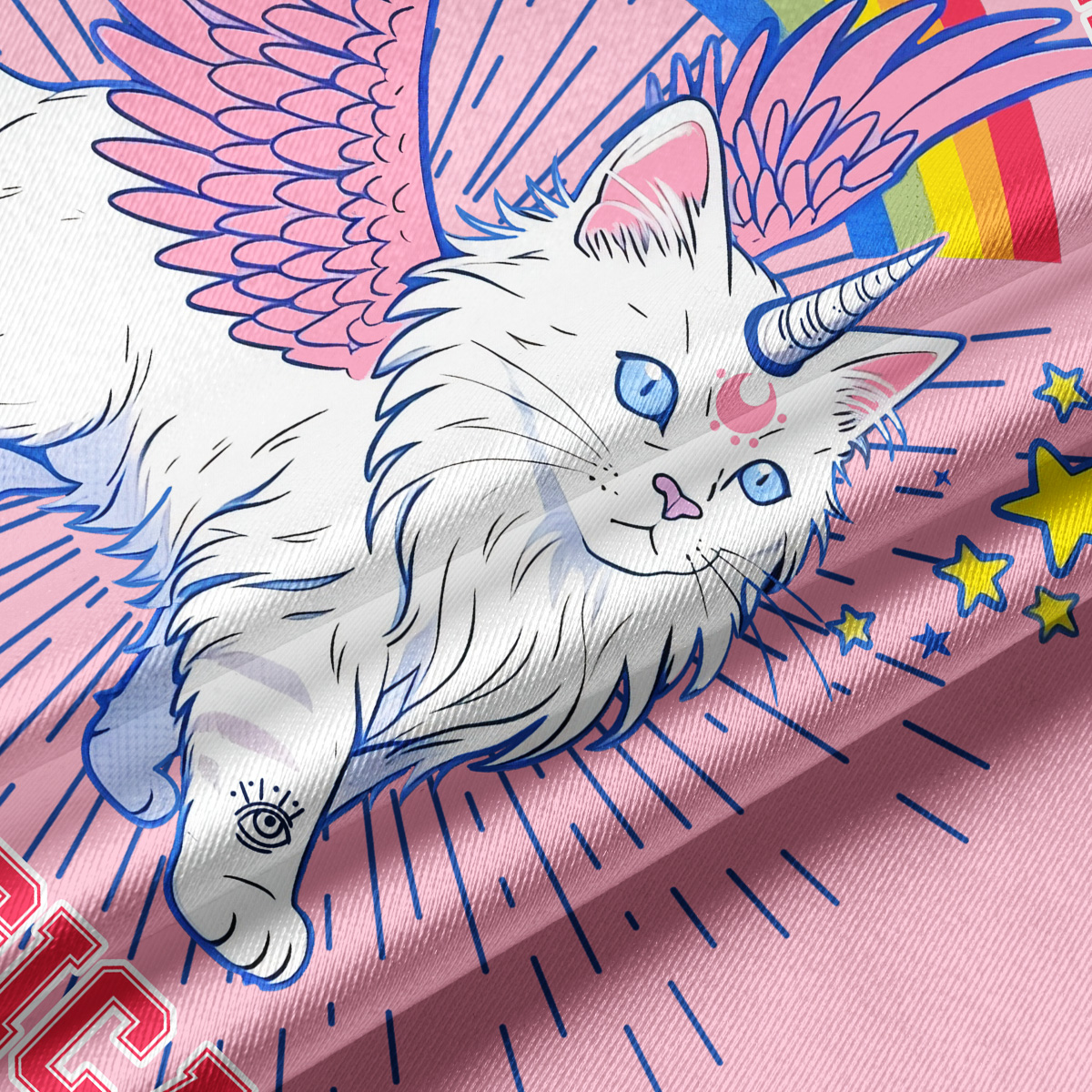 Purplehecate Fluffin Meowgical Crop Jersey Top