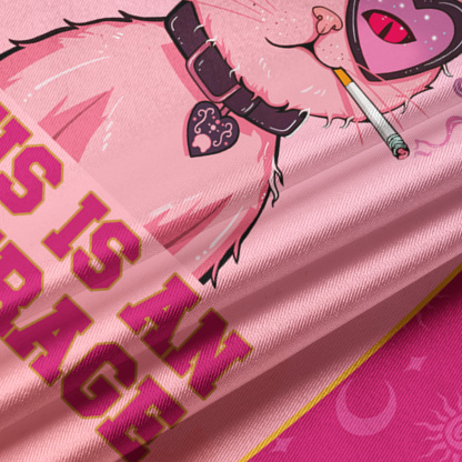 Purplehecate Bad Attitude Pink Cat Smoking Queen Crop Jersey Top