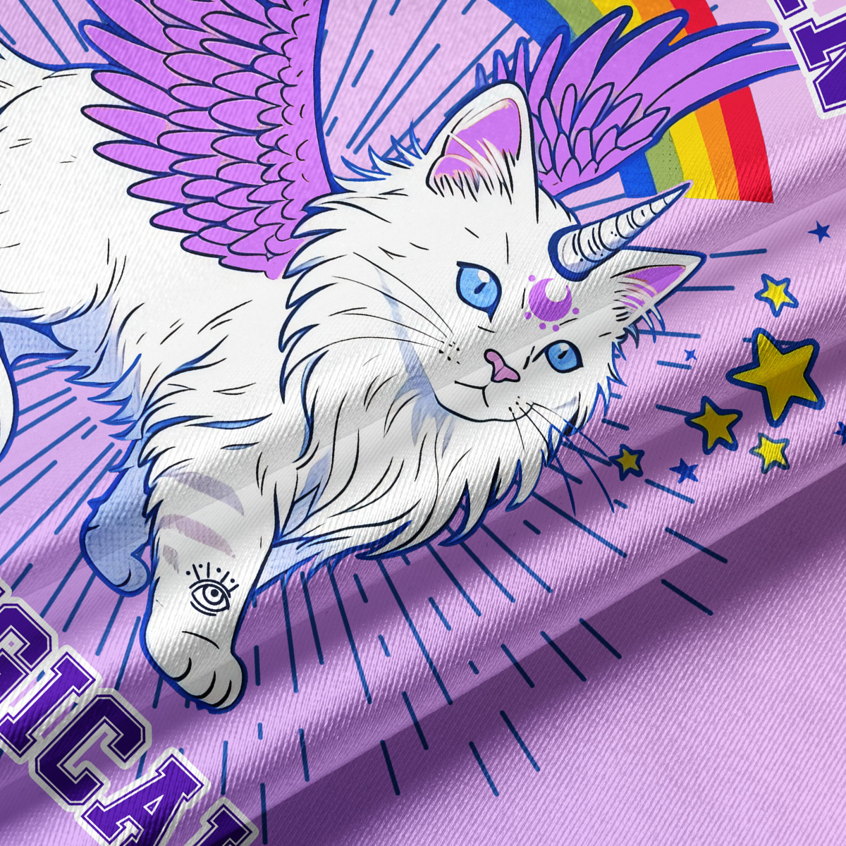 Purplehecate Fluffin Meowgical Crop Jersey Top