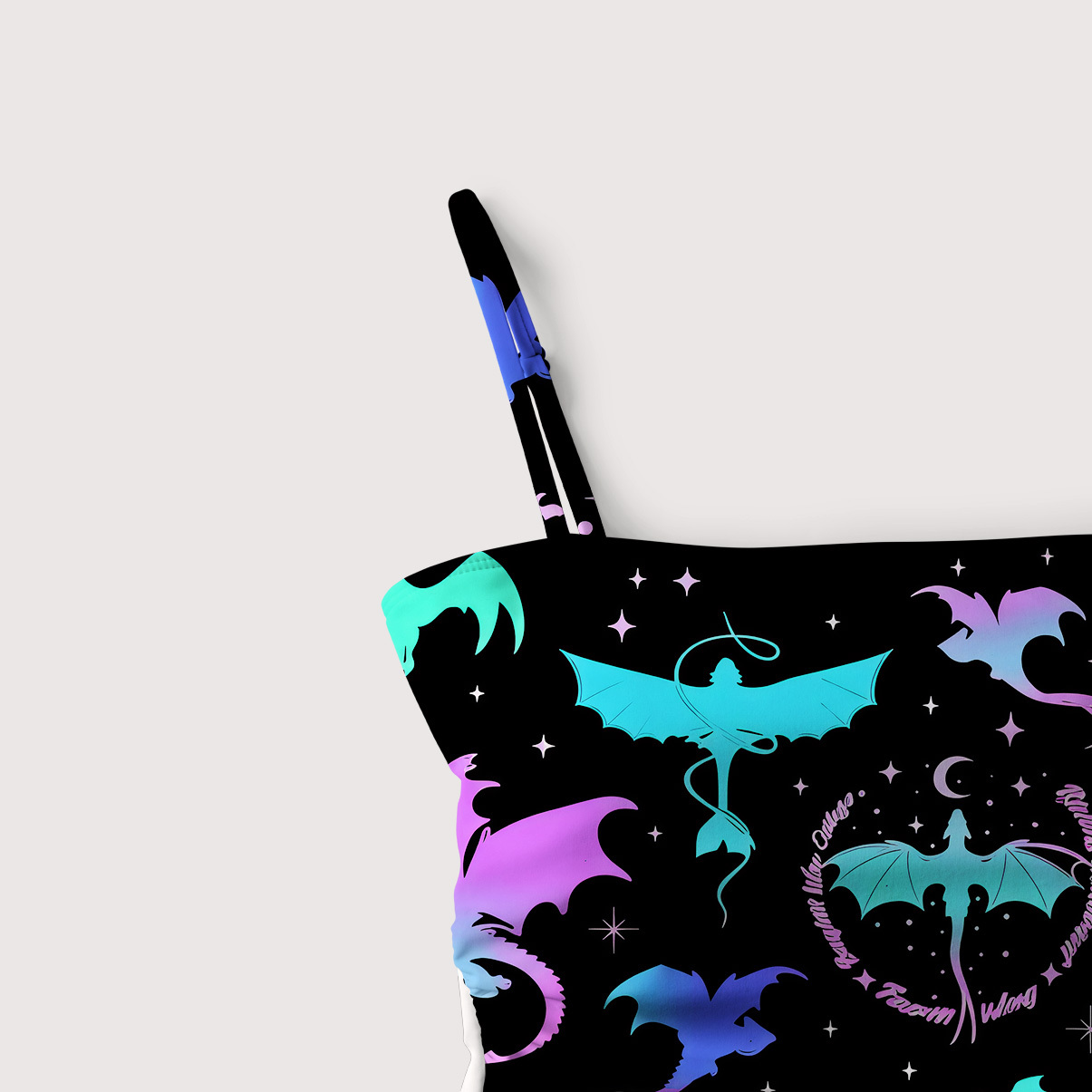 Purplehecate Neno Fantasy Dragon Allover Slim-Strap Swimsuit