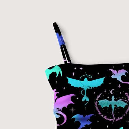 Purplehecate Neno Fantasy Dragon Allover Slim-Strap Swimsuit