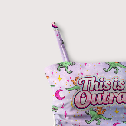 Purplehecate This is an Outrage Slim-Strap Swimsuit