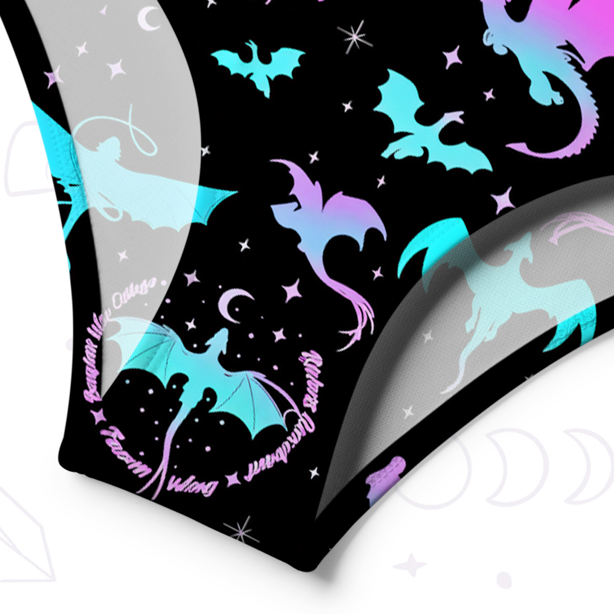 Purplehecate Neon Fantasy Dragon Allover One-Shoulder One-Piece Swimsuit