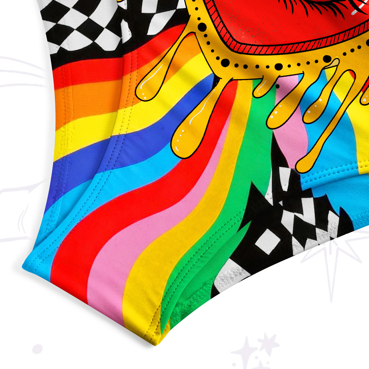 Purplehecate Trippy Rainbow Heart Eye Tank One Piece Swimsuit