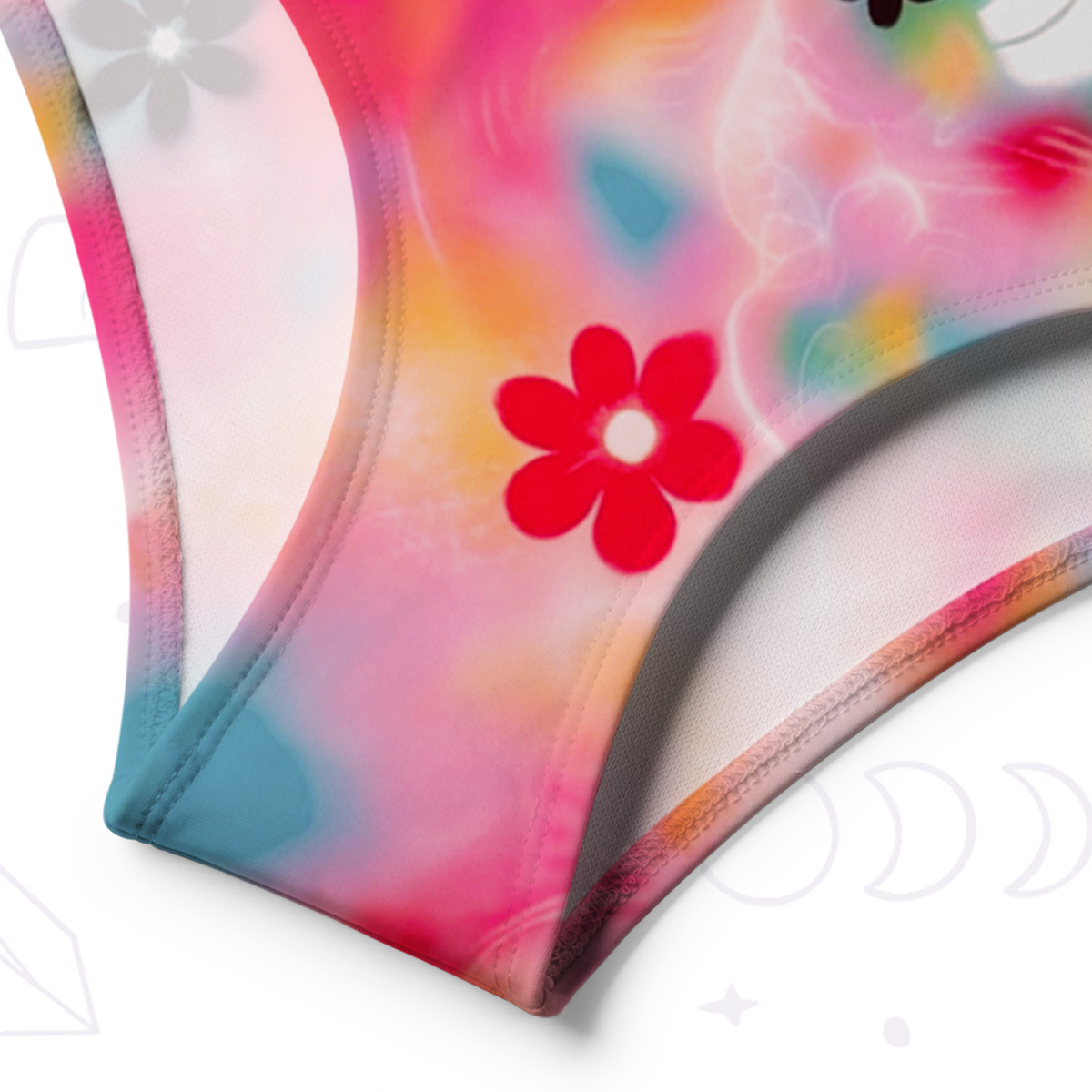 Purplehecate Color Splash Cat One-Shoulder One-Piece Swimsuit