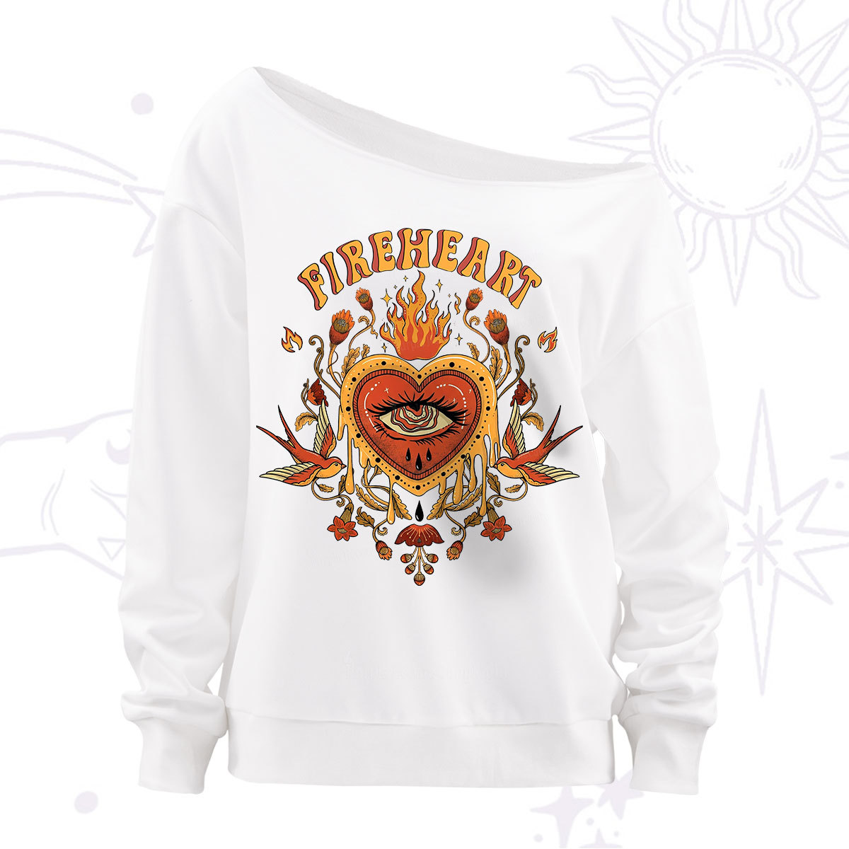 Purplehecate Fireheart Off The Shoulder Sweatshirt