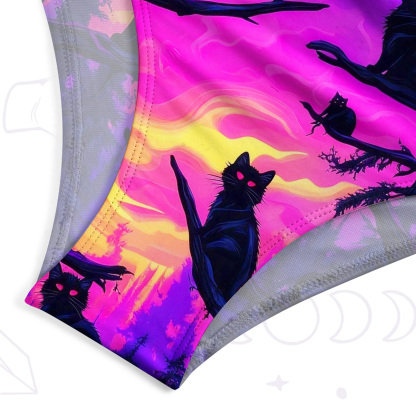 Purplehecate Twilight Forest Guardian Cat One-Piece Swimsuit