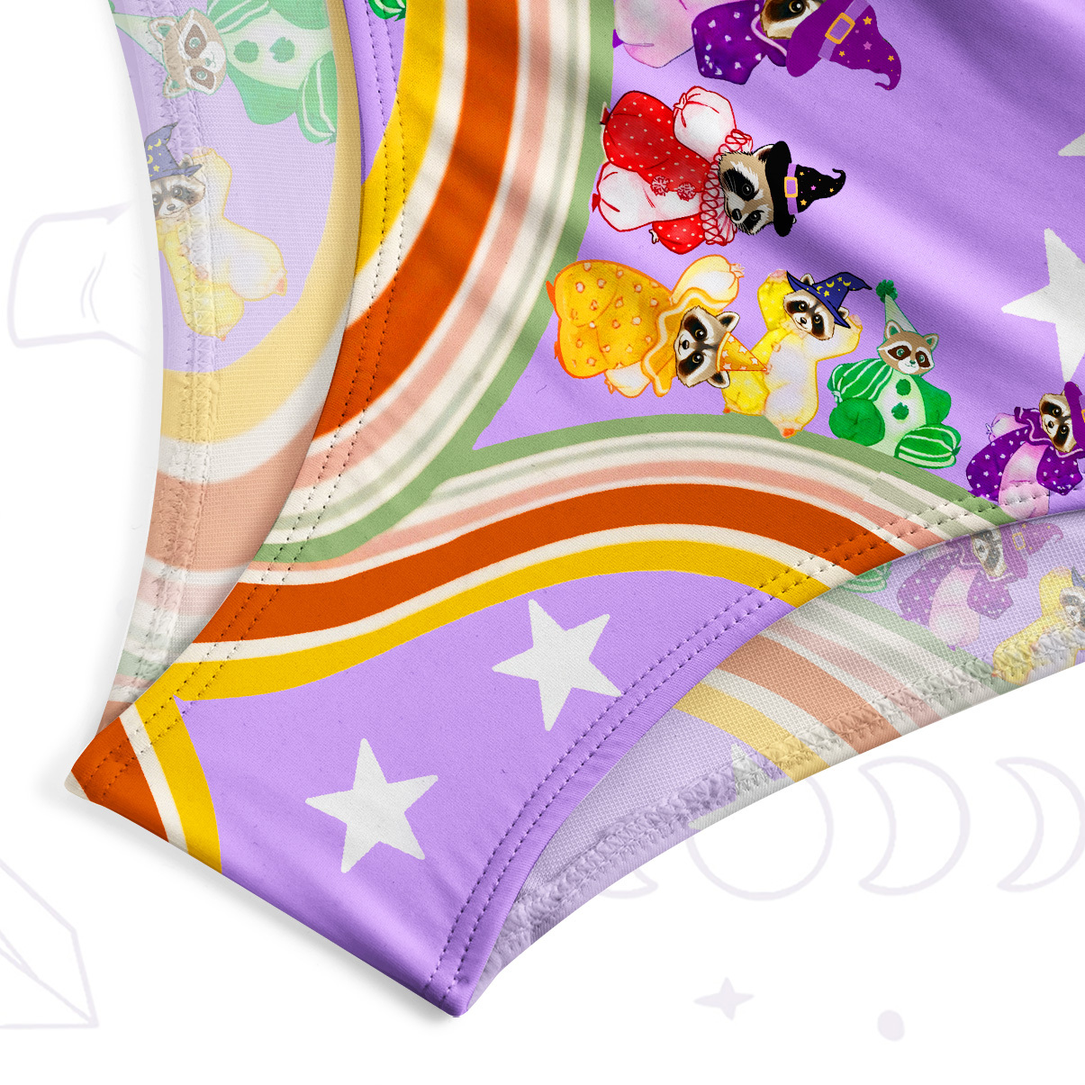 Purplehecate Rainbow Raccoon Star One-Piece Swimsuit