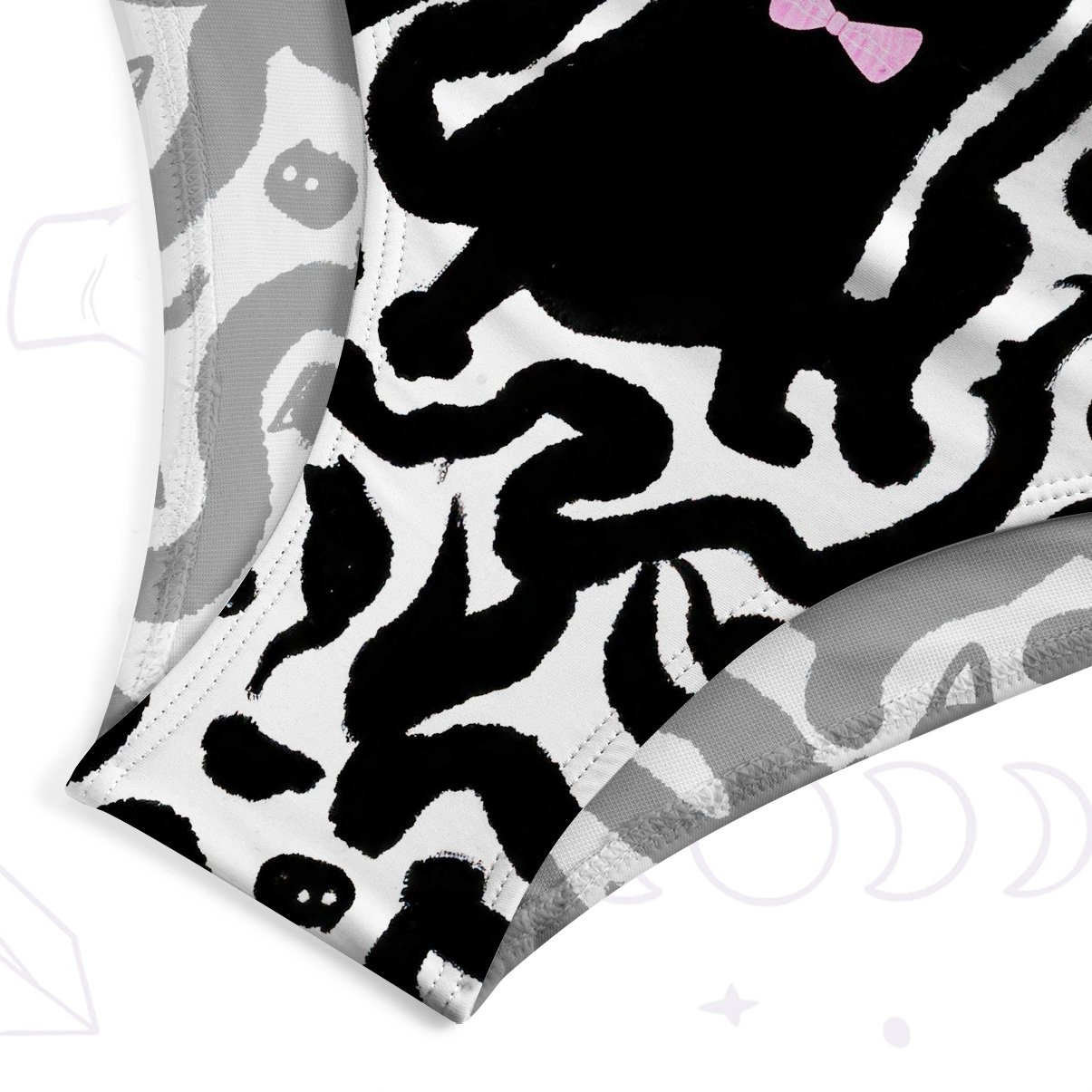 Purplehecate Whimsical Abstract Cat One-Piece Swimsuit