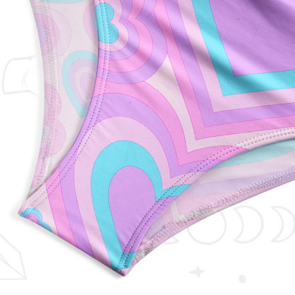 Purplehecate Soft Pastel Love Waves One-Piece Swimsuit