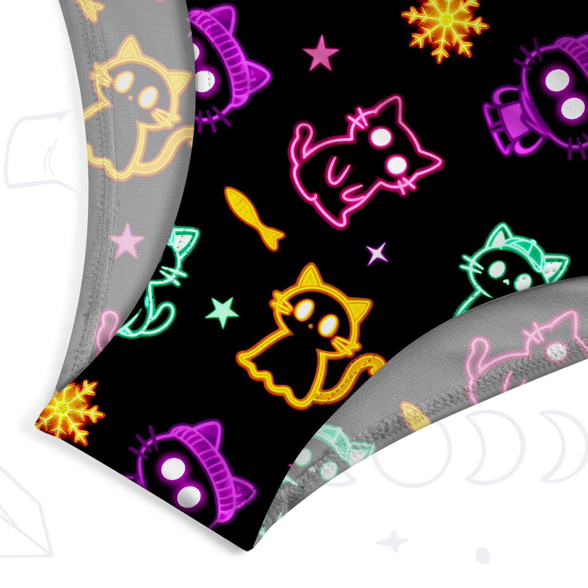 Purplehecate Neon Cat Party One-Piece Swimsuit