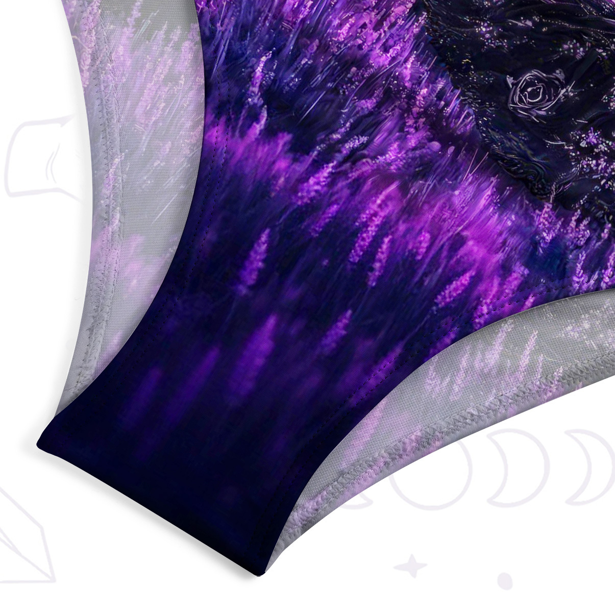 Purplehecate Dreamy Purple Witch and Black Cat One-Piece Swimsuit