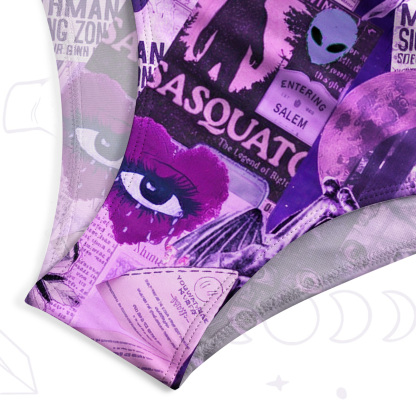 Purplehecate Cryptid Warning Collage One-Piece Swimsuit