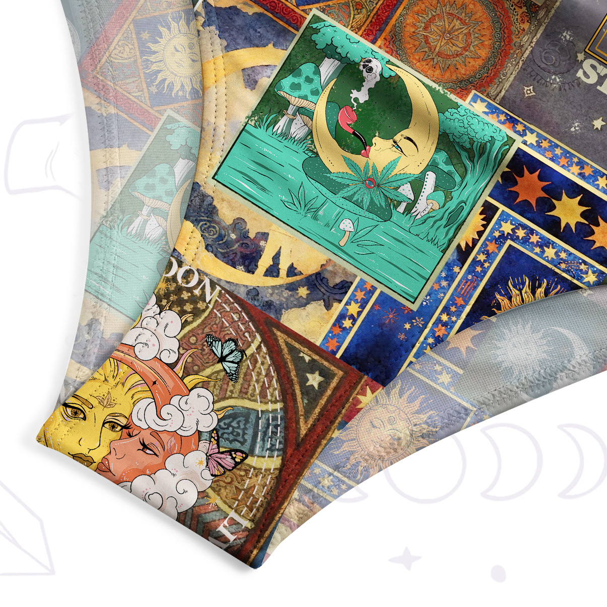 Purplehecate Starry Moon Patchwork for Cosmic Lovers One-Piece Swimsuit