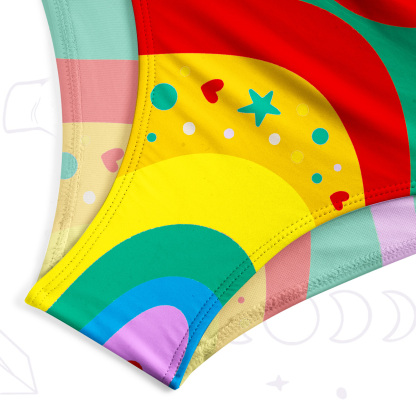 Purplehecate Dreamy Rainbow Waves One-Piece Swimsuit