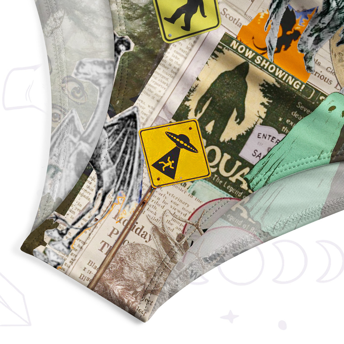 Purplehecate Cryptid Warning Collage One-Piece Swimsuit