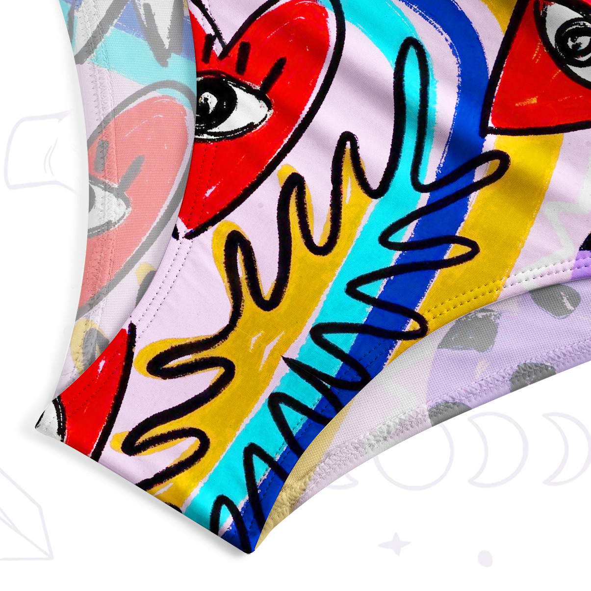 Purplehecate Cosmic Love Eyes Graffiti One-Piece Swimsuit