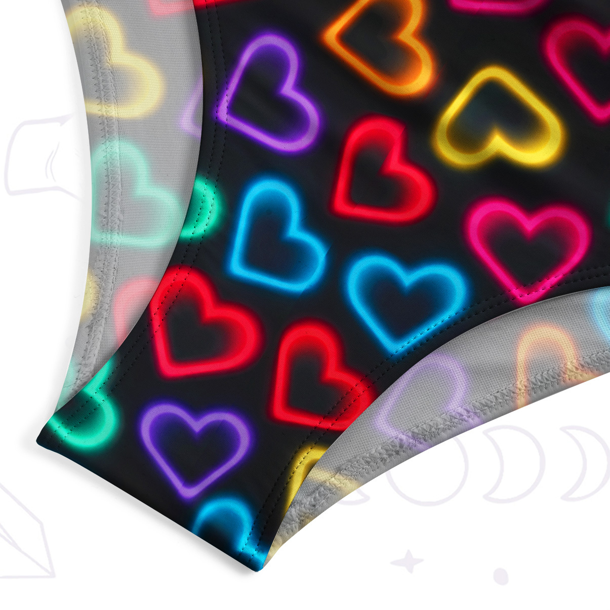 Purplehecate Psychedelic Neon Hearts One-Piece Swimsuit