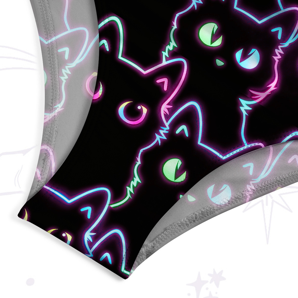 Purplehecate Neon Glow Stacked Cats Tank One Piece Swimsuit
