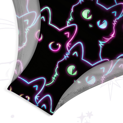 Purplehecate Neon Glow Stacked Cats Tank One Piece Swimsuit
