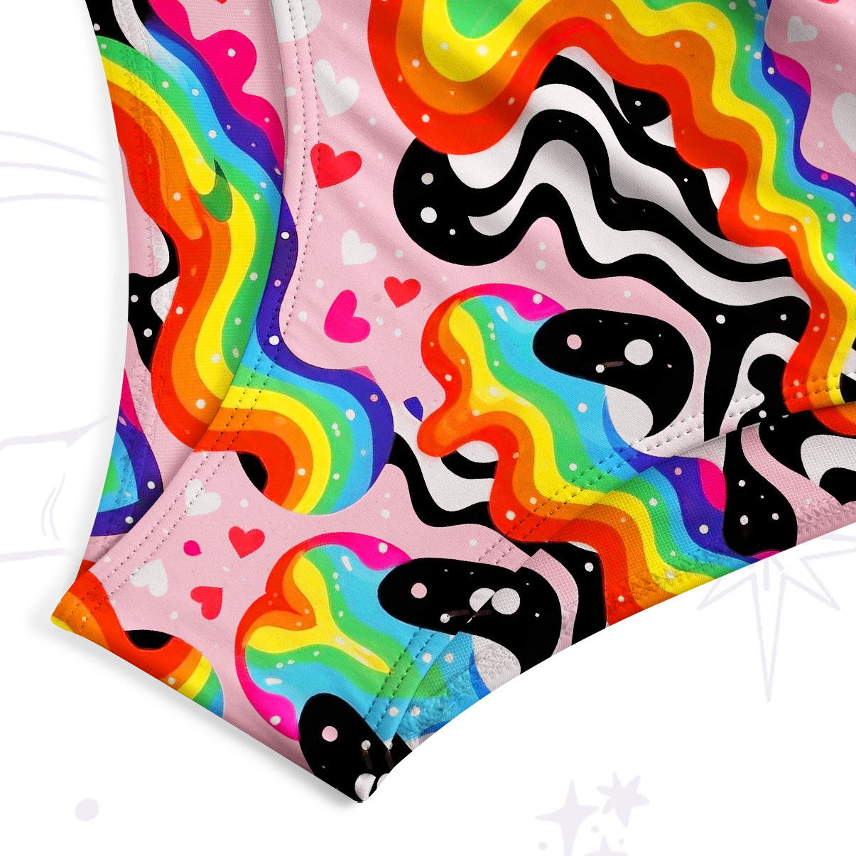 Purplehecate Groovy Melty Rainbow Hearts Wavy Tank One Piece Swimsuit