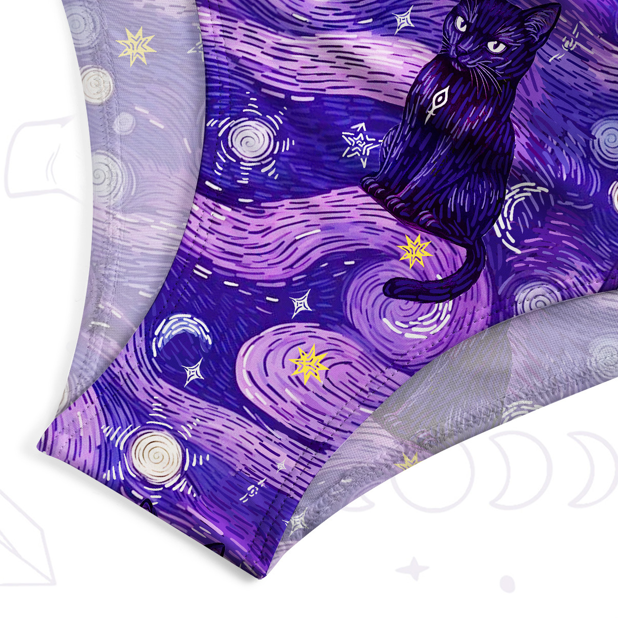 Purplehecate Mystic Cat Beneath the Cosmic Veil One-Piece Swimsuit