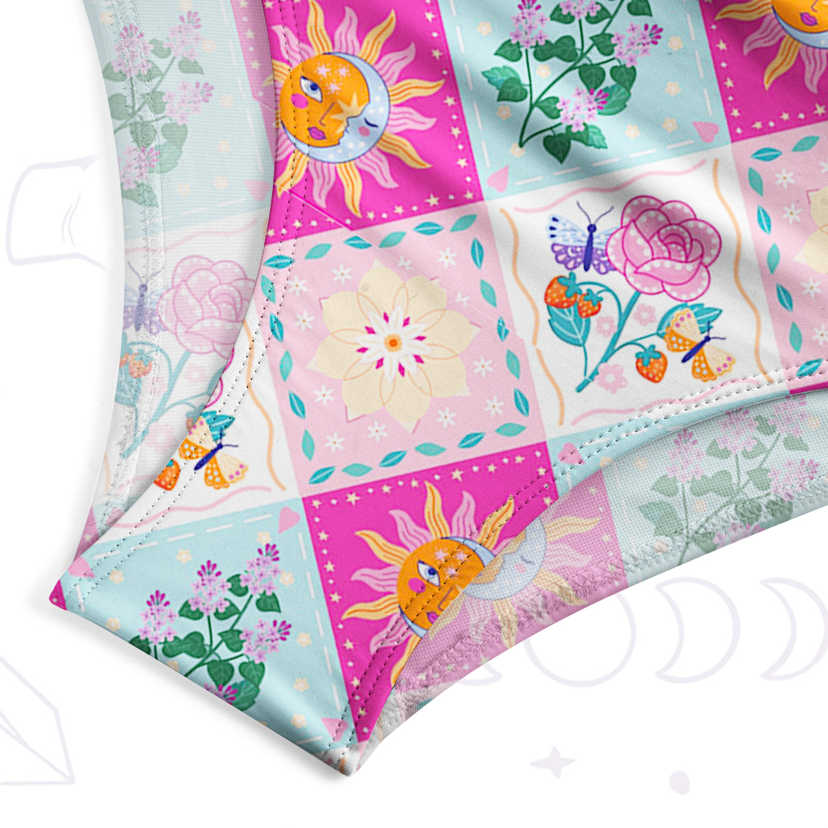 Purplehecate Celestial Sun & Moon Patchwork One-Piece Swimsuit