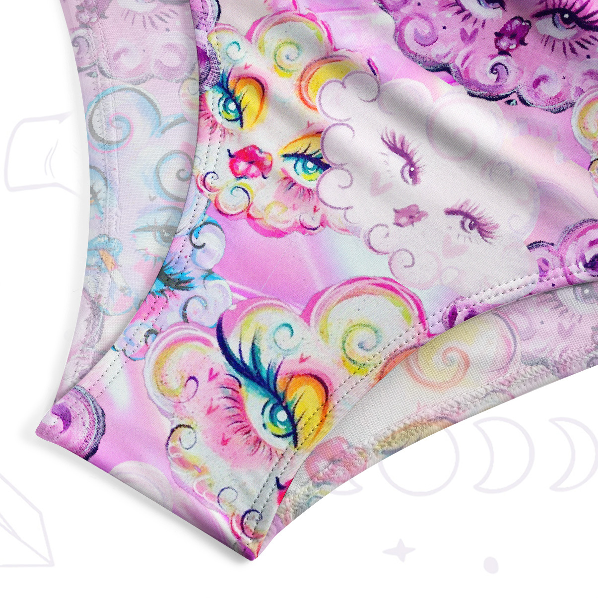 Purplehecate Dreamy Cloud Faces One-Piece Swimsuit