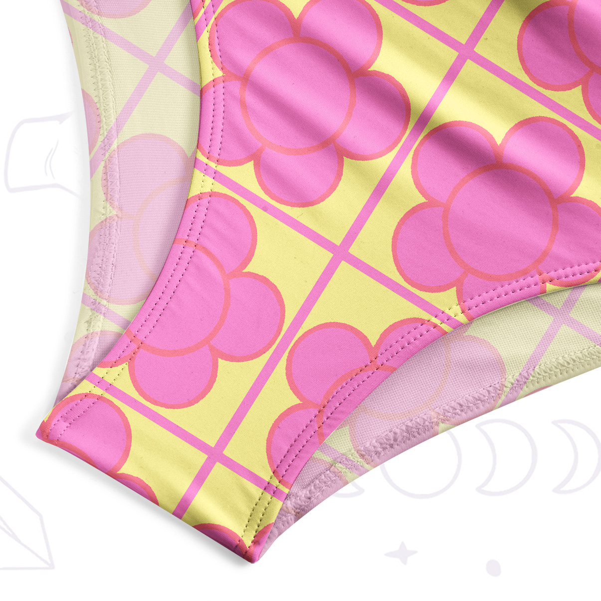 Purplehecate Bubble Flower Checkered One-Piece Swimsuit