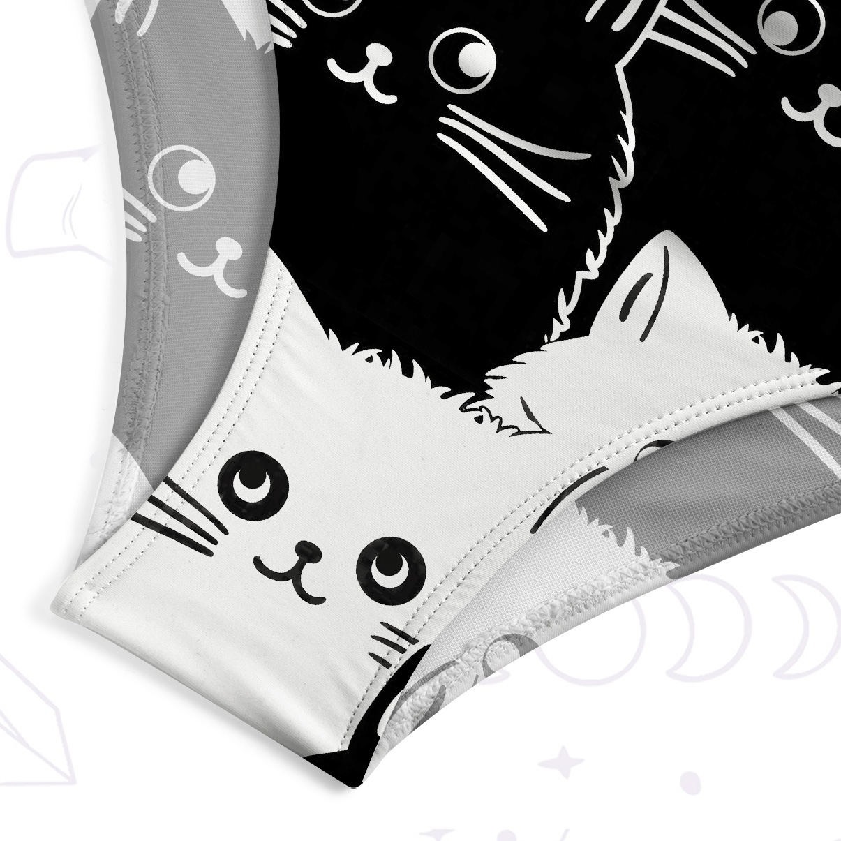 Purplehecate Cute Black Cat One-Piece Swimsuit